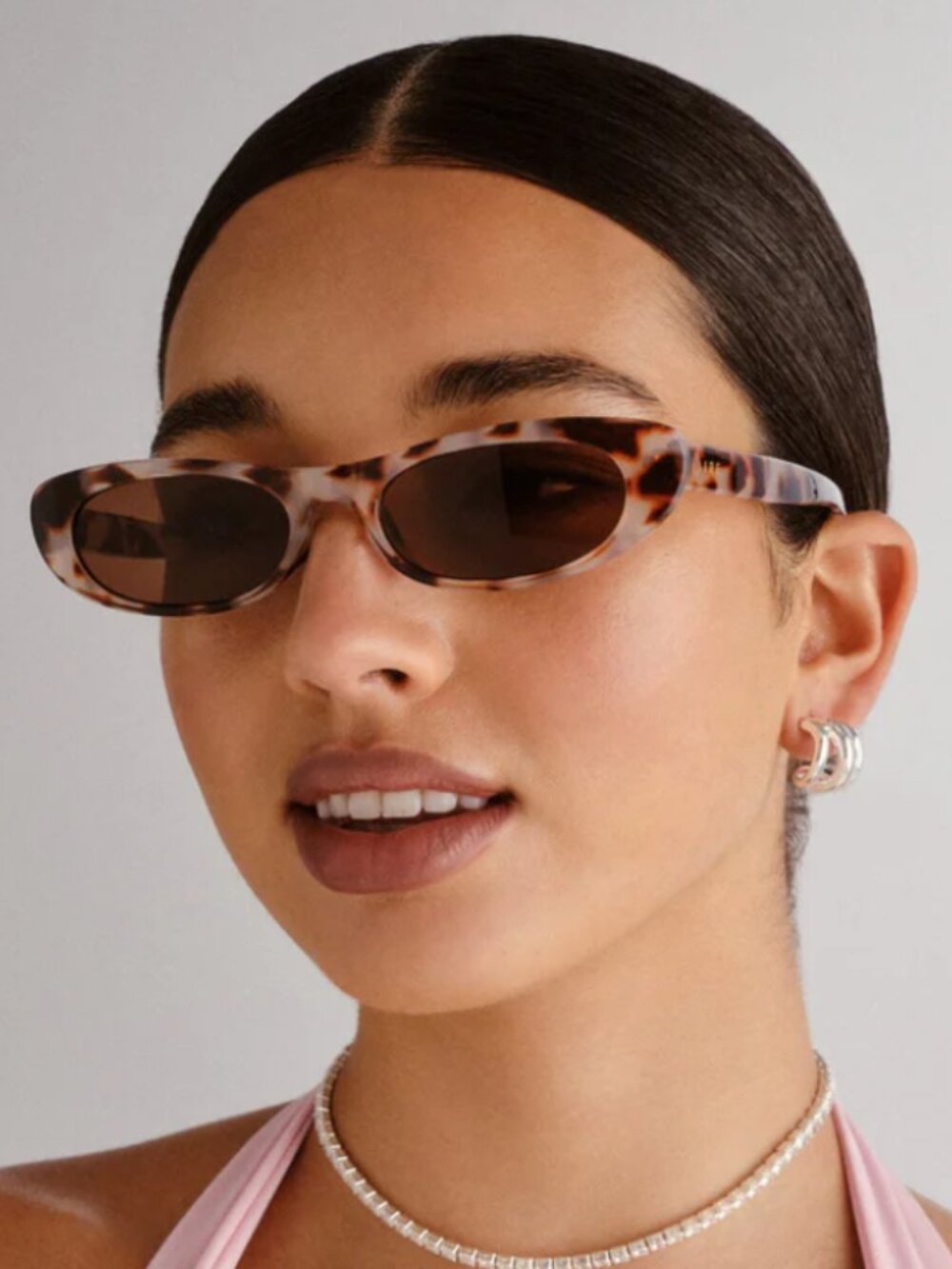AIRE Avior Sunglasses Cookie Tort Narrow Cat Eye Brown Lens Slim